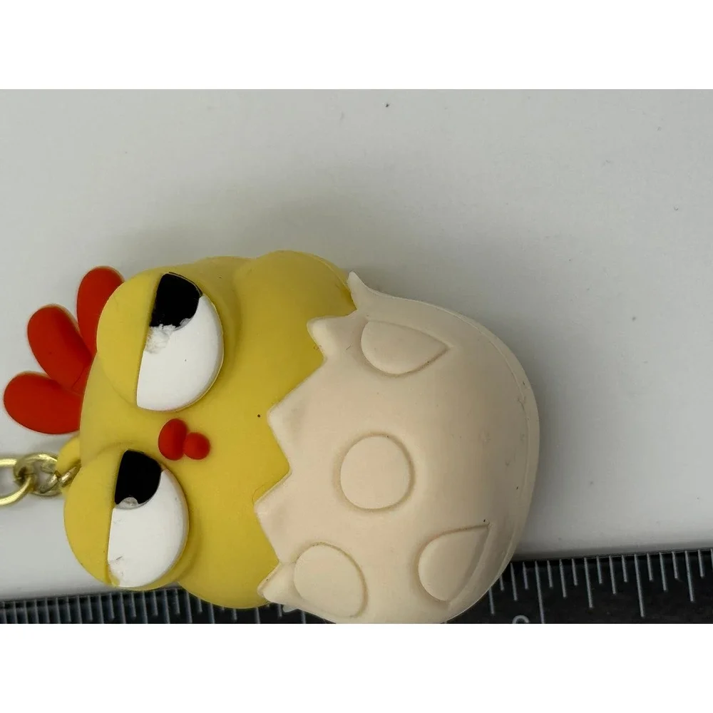 Kawaii Yellow Hatching Chick‎ Squeeze Pop Eye Keychain Gold Tone Bag Charm